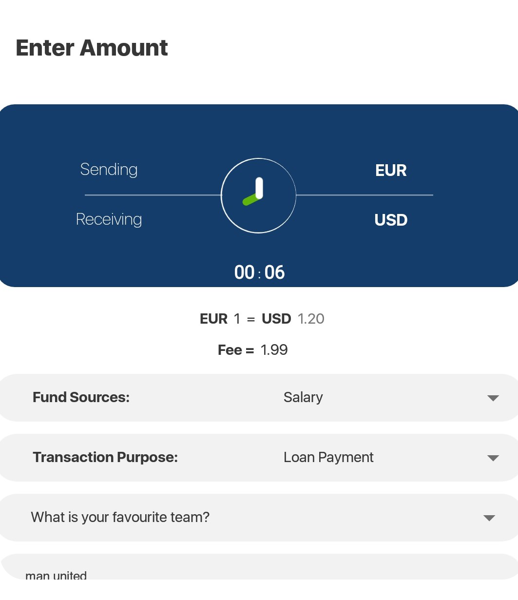 Afripay enter amount for transfer